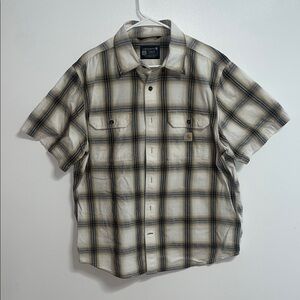 Carhartt Short-Sleeve Plaid Button-Down Shirt - Cream, Black, Tan